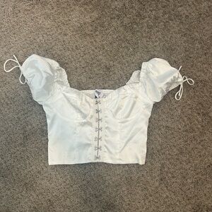 Princess Polly White Puff Sleeve Crop Blouse